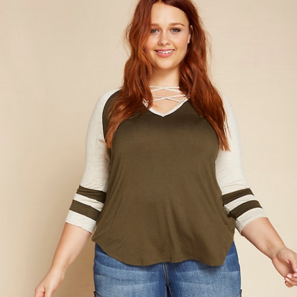 torrid Tops - Lace Up Football T-Shirt